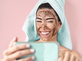 Women Using Scrub for Exfoliating Skin