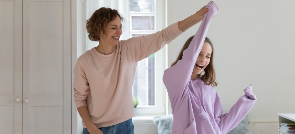 Mother and Daughter Having Good Time