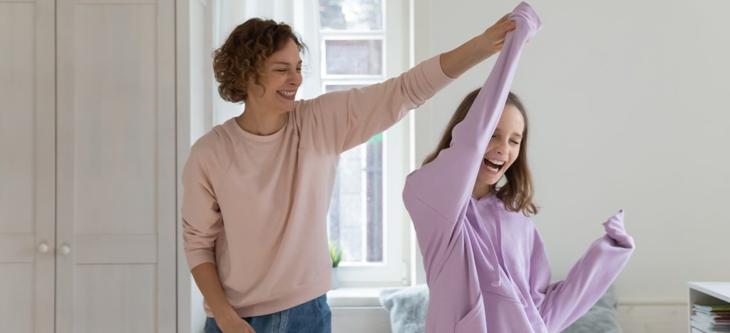 Mother and Daughter Having Good Time